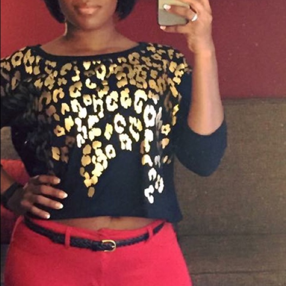 Gold Animal Print Crop Top
